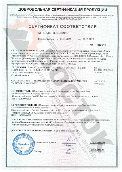 Сертификат ТД Грохоты